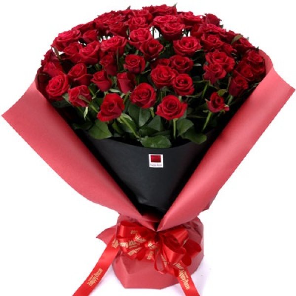 画像1: 【男の花贈り】赤バラ５０本の花束 (1)