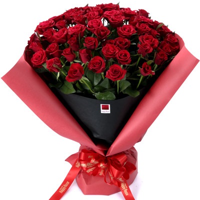 【男の花贈り】赤バラ５０本の花束